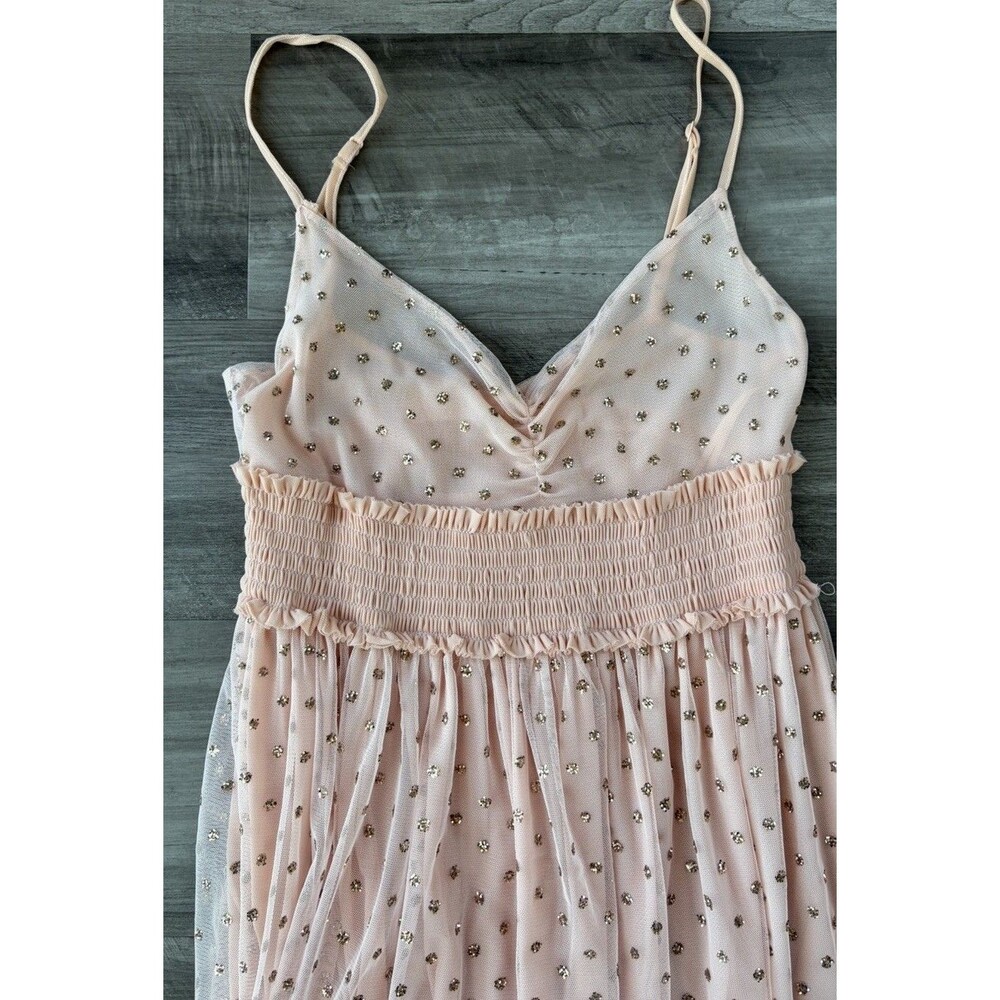 Intimately Free People Want To Have Fun Glitter Polka Dot Maxi Dress Size S Peac - Picture 3 of 11